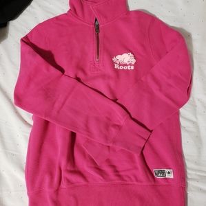 Roots Pink Quarter Zip Sweatshirt